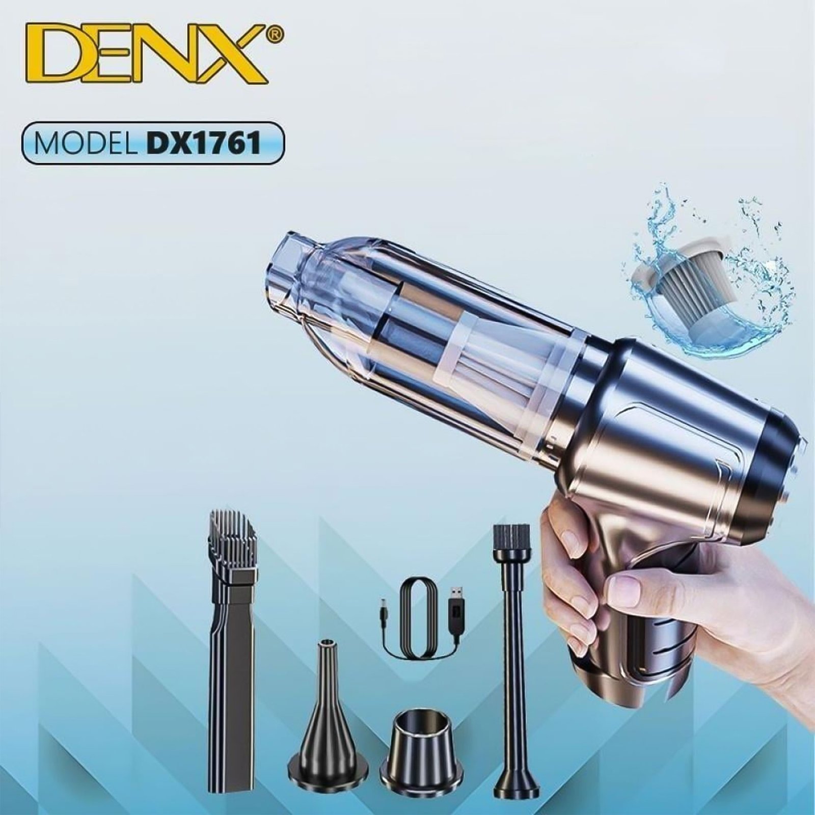 مكنسة كهربائية لاسلكية محمولة باليد من Denx بضمان عامين - الصورة 2