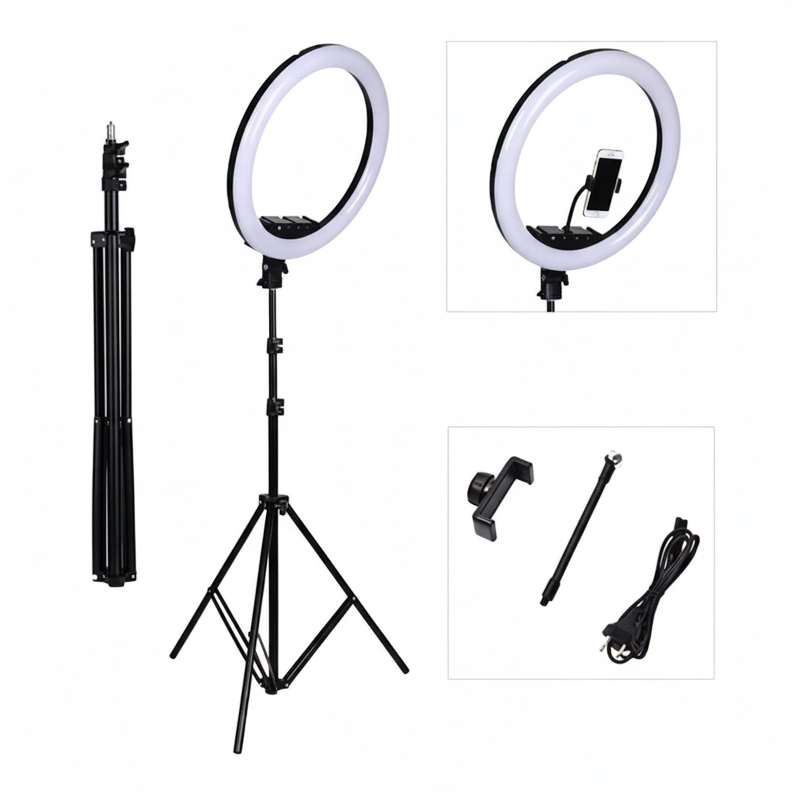 إضاءة التصوير الدائرية+ حامل معدني عالي الجودة ضمان عامين - الصورة 2