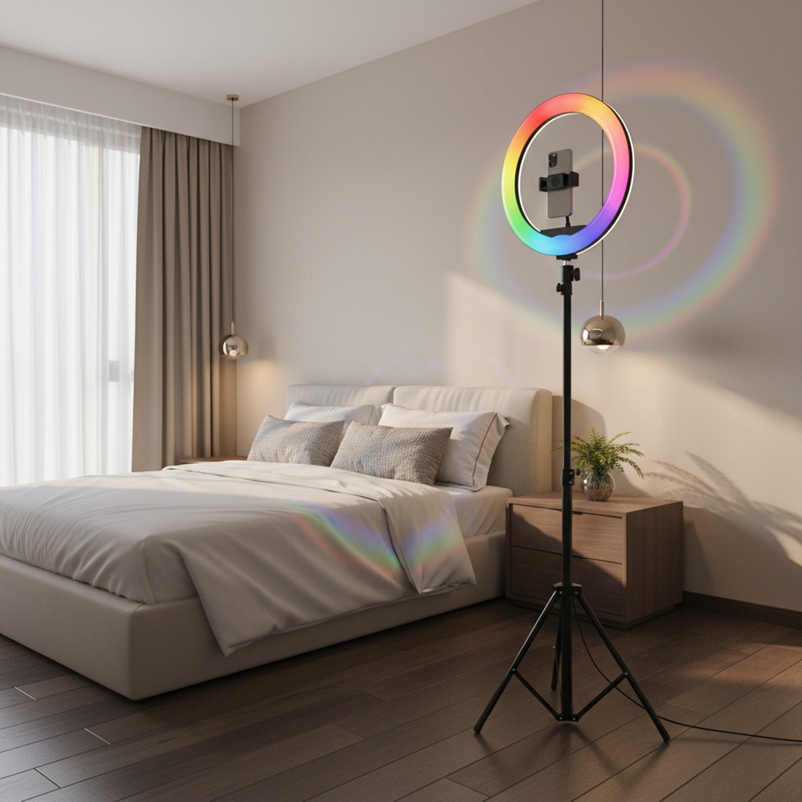 إضاءة التصوير الدائرية+ حامل معدني عالي الجودة ضمان عامين - الصورة 3